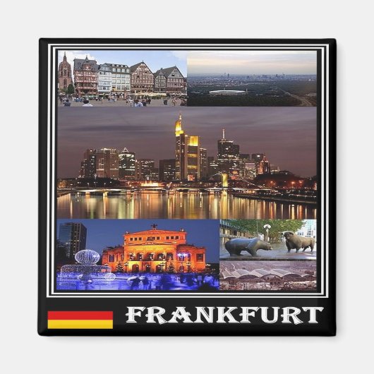zDE017 FRANKFURT collage mosaic Germany,冷蔵庫 マグネット (正面)