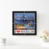 zDE020 BERLIN I LOVE Germany, スクエア壁時計 (ホーム)