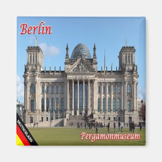 zDE074 BERLIN REICHSTAG建物ドイツ、冷蔵庫 マグネット (正面)