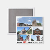 zDE102 MARBURG I LOVE – ドイツ – 冷蔵庫 マグネット (正面/裏面)