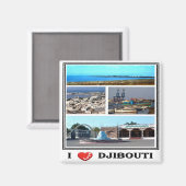 zDJ007 JIBOUTI I Love, Mosaic, Africa,冷蔵庫 マグネット (正面/裏面)