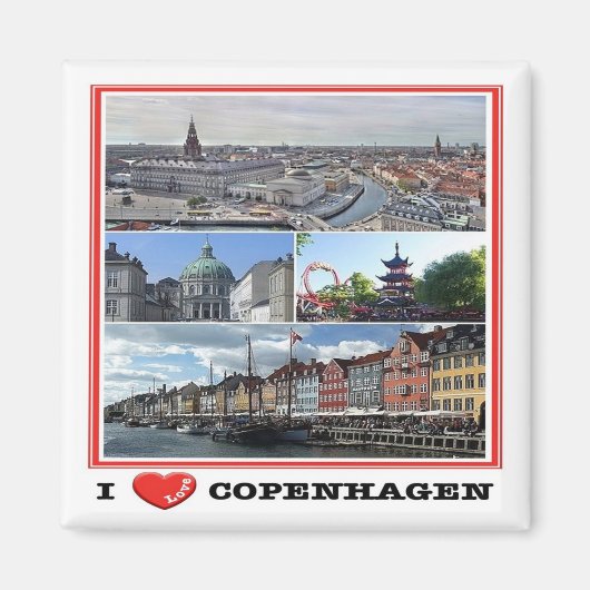 zDK014 COPENHAGEN KOPENHAGEN I Love,冷蔵庫用マグネット マグネット (正面)