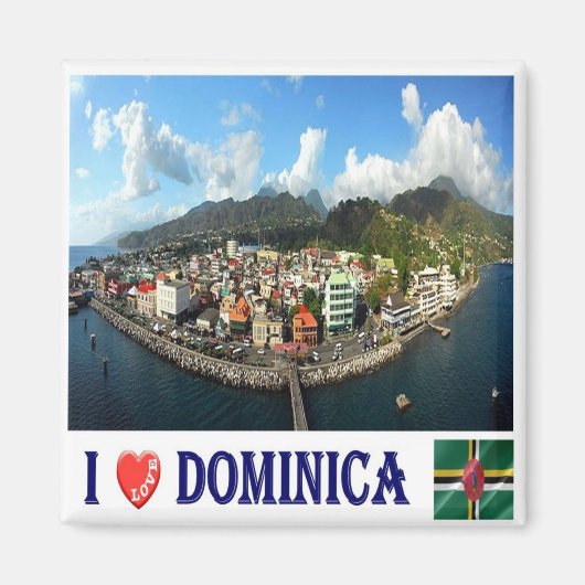 ZDM008 DOMINICA, I Love, Roseau Wide,冷蔵庫 マグネット (正面)