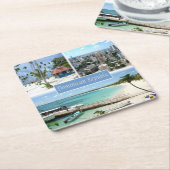 zDO005ドミニカ共和国，モザイク，アメリカ， スクエアペーパーコースター (アングル)