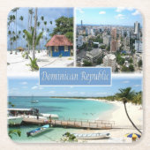 zDO005ドミニカ共和国，モザイク，アメリカ， スクエアペーパーコースター (正面)