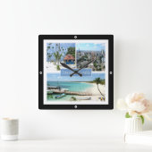 zDO005ドミニカ共和国，モザイク，アメリカ， スクエア壁時計 (ホーム)