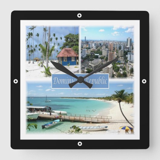 zDO005ドミニカ共和国，モザイク，アメリカ， スクエア壁時計 (正面)