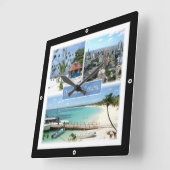 zDO005ドミニカ共和国，モザイク，アメリカ， スクエア壁時計 (傾斜)