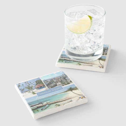 zDO005ドミニカ共和国，モザイク，アメリカ， ストーンコースター (横)