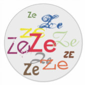 Zeまたはカスタム代名詞全面ステッカー シール (正面)