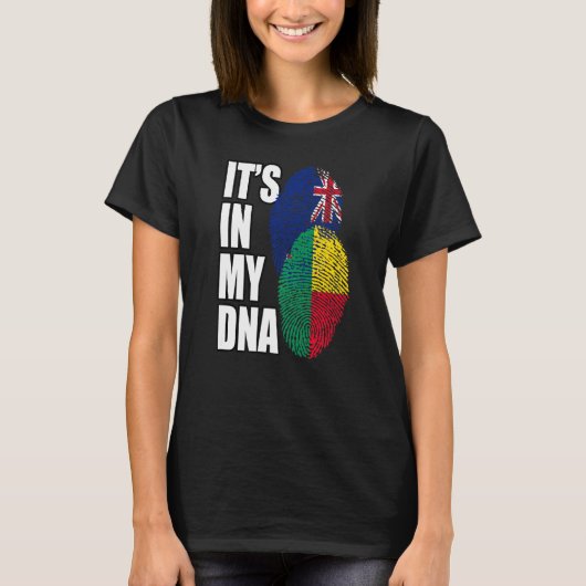Zealander And Beninese Mix DNA Flag Heritage Tシャツ (正面)