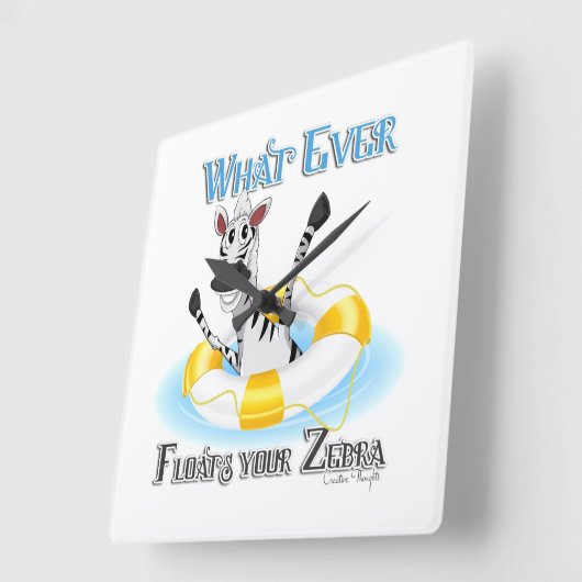 Zebraおもしろいを浮かせるものは スクエア壁時計 (傾斜)