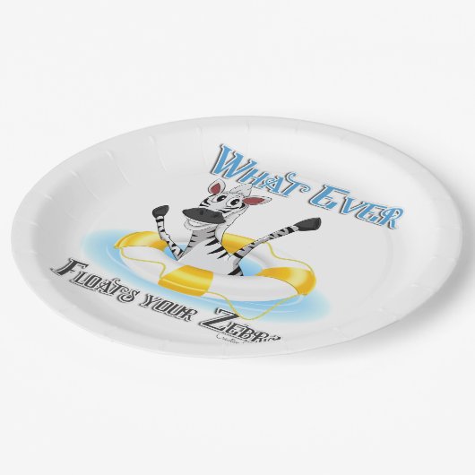 Zebraおもしろいを浮かせるものは ペーパープレート (アングル)