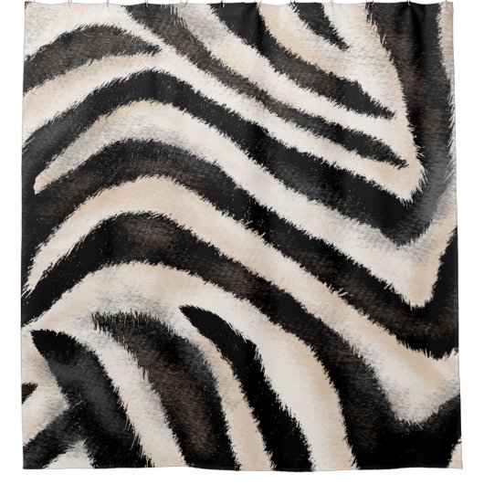 Zebraテクスチャ：手のスケッチ、アフリカ。 シャワーカーテン (正面)
