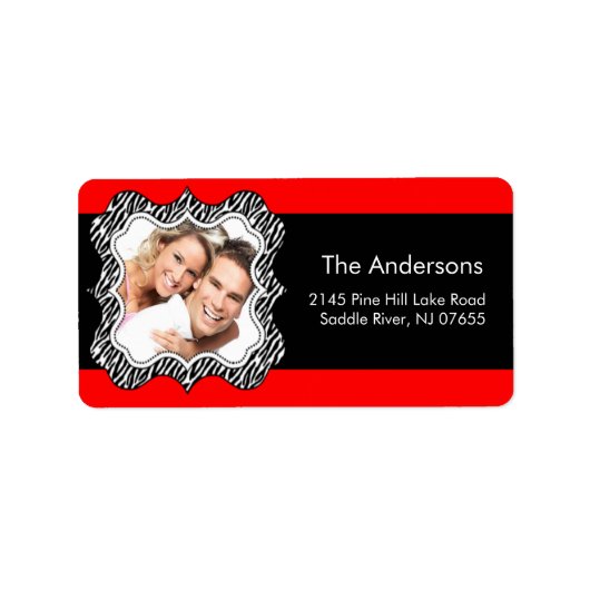 Zebraフレームあなたの色と写真住所 シール (正面)