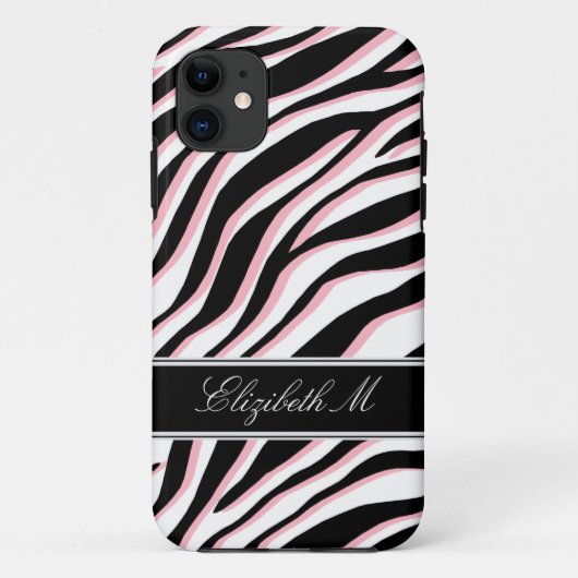 Zebraプリントピンクブラック&ホワイトiPhone 5ケース Case-Mate iPhoneケース (裏面)