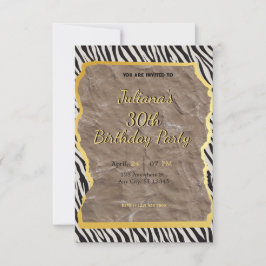 Zebra印刷の誕生日の招待 招待状