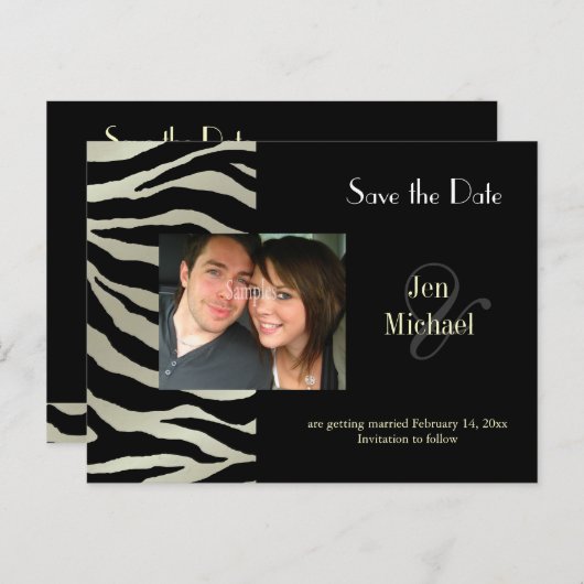 Zebra日付の写真はがきを保存する 案内ポストカード (正面/裏面)