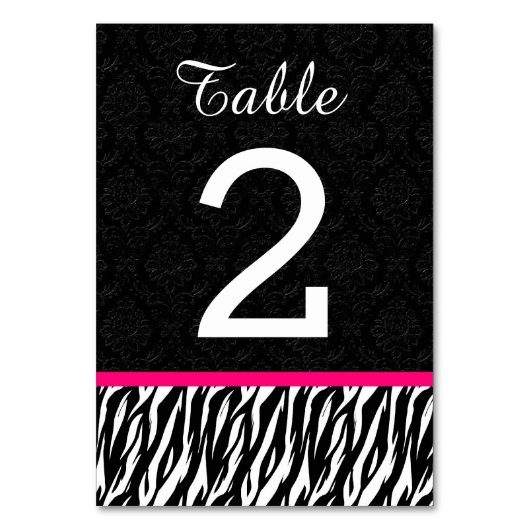 ZEBRA結婚のテーブル番号1、HOT PINK V2 テーブルナンバー (正面)