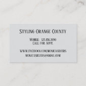 Zebra背景を持つ個人用スタイリストの女性 名刺 (裏面)