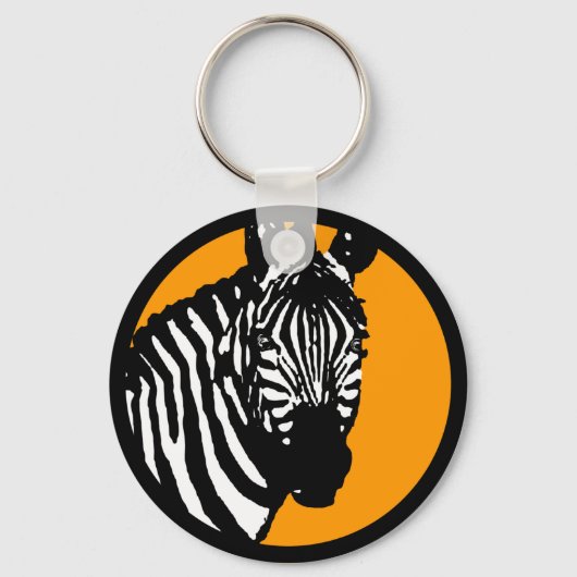zebra。カラーカスタマイズ可能な円。 キーホルダー (正面)