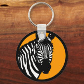 zebra。カラーカスタマイズ可能な円。 キーホルダー (正面)