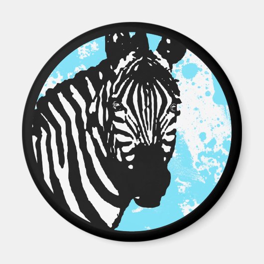 zebra。カラーカスタマイズ可能な円。 マグネット (正面)