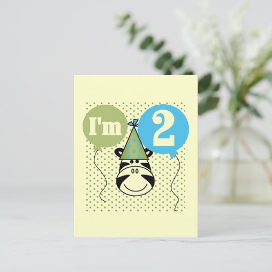 Zebra 2nd誕生日Tシャツとギフト ポストカード (スタンド正面)