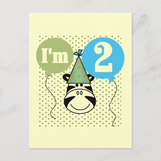 Zebra 2nd誕生日Tシャツとギフト ポストカード (正面)