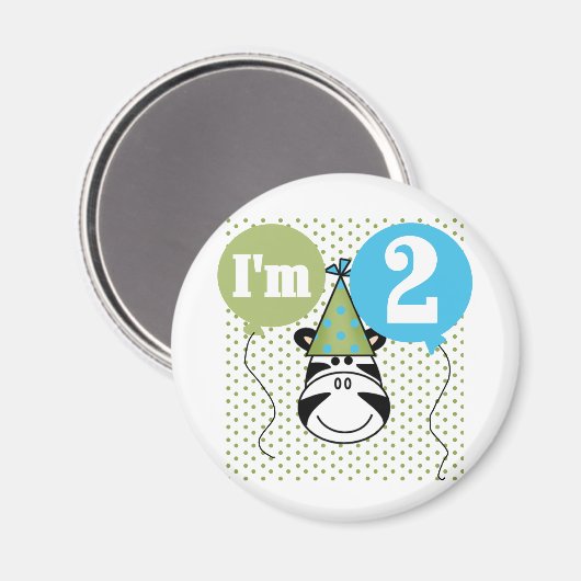 Zebra 2nd誕生日Tシャツとギフト マグネット (正面/裏面)