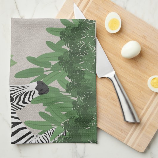 Zebra amongst Leaves キッチンタオル (四つ折り)