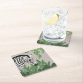Zebra amongst Leaves スクエアペーパーコースター (インサイチュ)