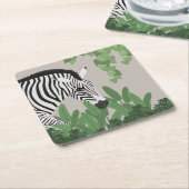 Zebra amongst Leaves スクエアペーパーコースター (アングル)