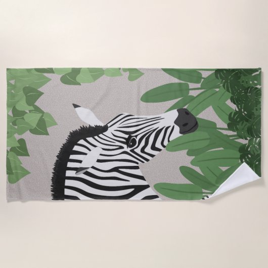 Zebra amongst Leaves ビーチタオル (正面)