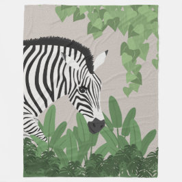 Zebra amongst Leaves フリースブランケット