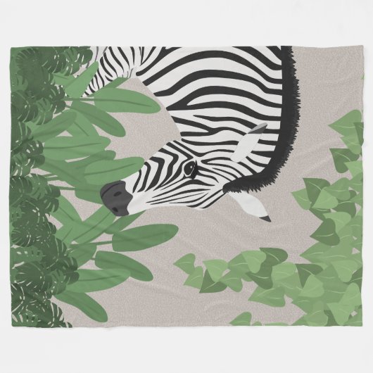 Zebra amongst Leaves フリースブランケット (正面(横))