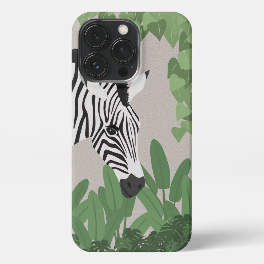 Zebra amongst Leaves Phone Case iPhoneケース (裏面)