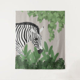 Zebra amongst Leaves Tapestry タペストリー