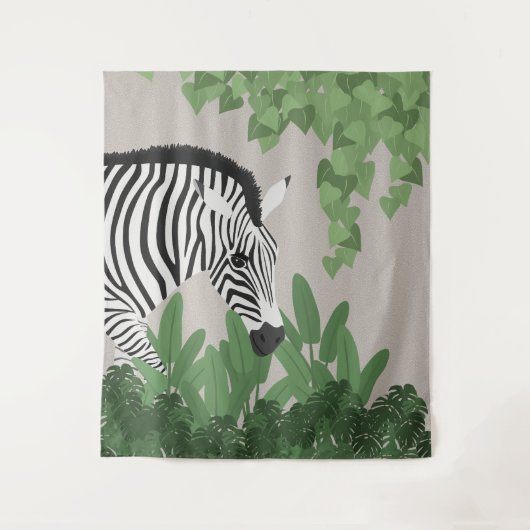 Zebra amongst Leaves Tapestry タペストリー (正面)