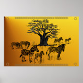 Zebra and Baobab Tree Poster ポスター (正面)