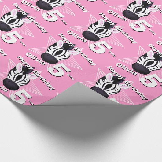 Zebra artあなたの年齢と名前の誕生日ラップを追加 ラッピングペーパー (角)