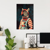 Zebra Astronaut Poster, Zebra Retro Print, Zebra ポスター (ホームオフィス)