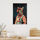 Zebra Astronaut Poster, Zebra Retro Print, Zebra ポスター (キッチン)