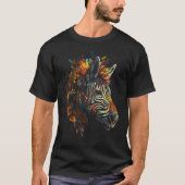 Zebra Autumn Leaves Colourful Animal Zoo Zebra Tシャツ (正面)