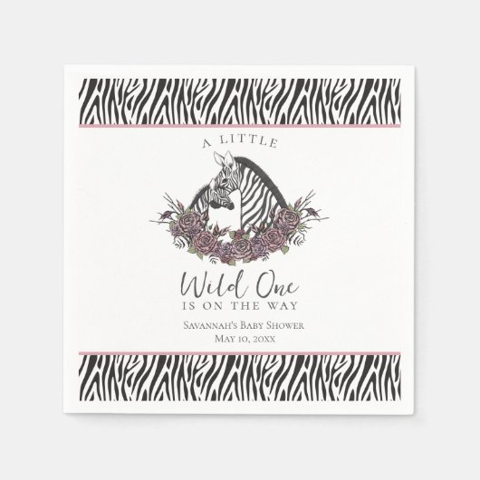 Zebra Baby Shower Little Wild One Party スタンダードカクテルナプキン (正面)