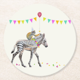 Zebra Balloon Party Coasters ラウンドペーパーコースター
