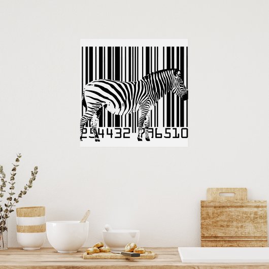 Zebra Barcode Art Poster ポスター (キッチン)