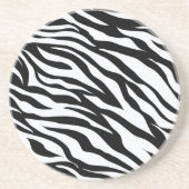 Zebra Black and White Pattern Drink Coasters コースター (正面)