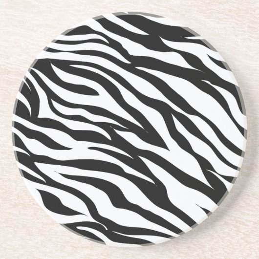 Zebra Black and White Pattern Drink Coasters コースター (正面)