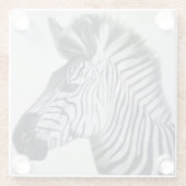 Zebra Black and White Portrait ガラスコースター (裏面)